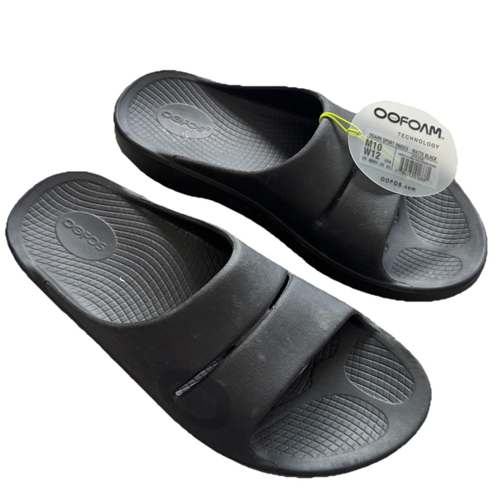 OOFOS NWT OOAHH SLIDE SANDAL Black Recovery Slides Comfy M10/W12 Unisex - Picture 6 of 6